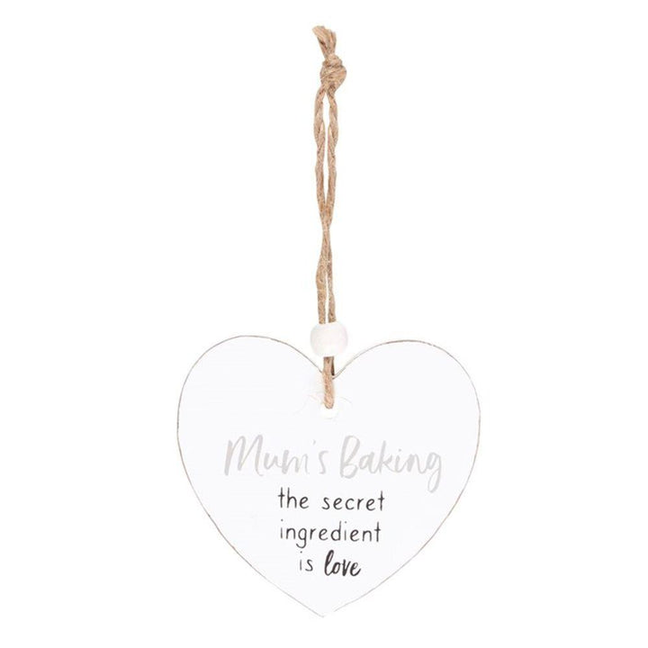 Mum's Baking Secret Ingredient Hanging Heart Sentiment Sign - Home Decor Emporium