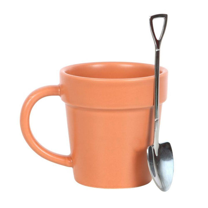 Plain Plant Pot Ceramic Mug and Shovel Spoon - Home Decor Emporium