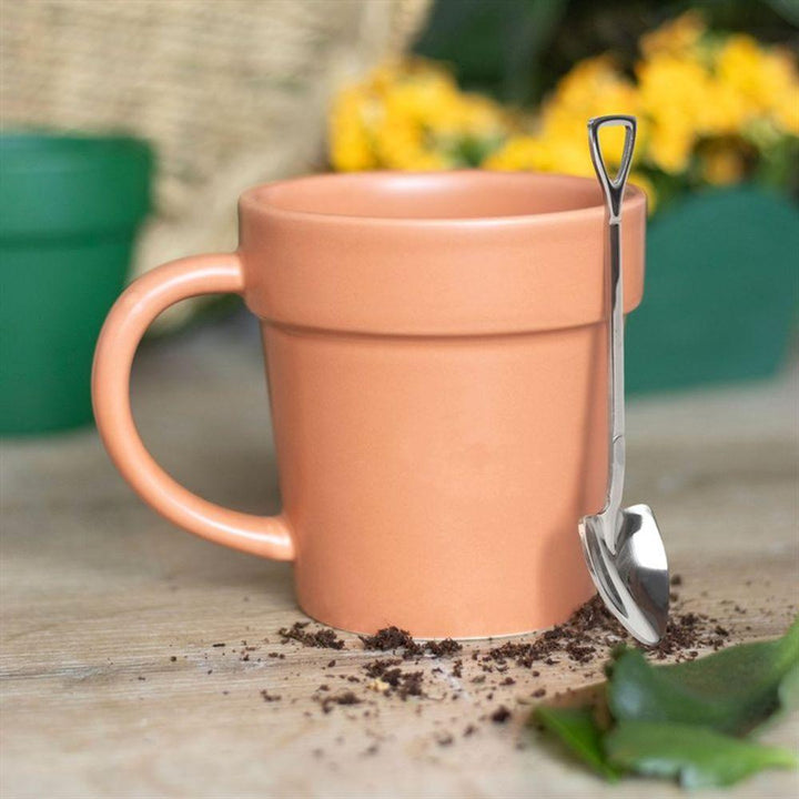 Plain Plant Pot Ceramic Mug and Shovel Spoon - Home Decor Emporium