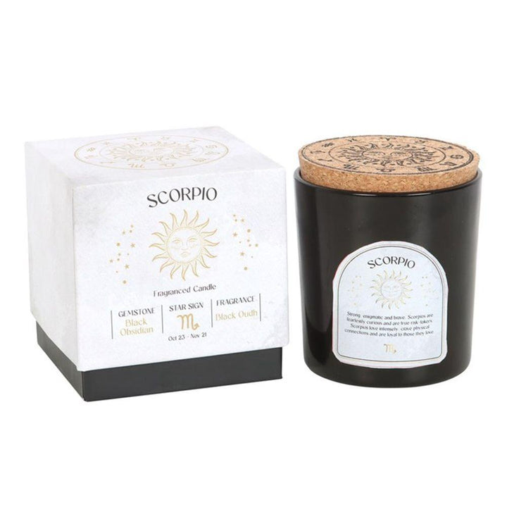 Scorpio Black Oudh Gemstone Zodiac Candle - Home Decor Emporium