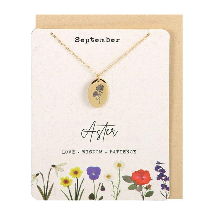 September Aster Birth Flower Necklace Card - Home Decor Emporium