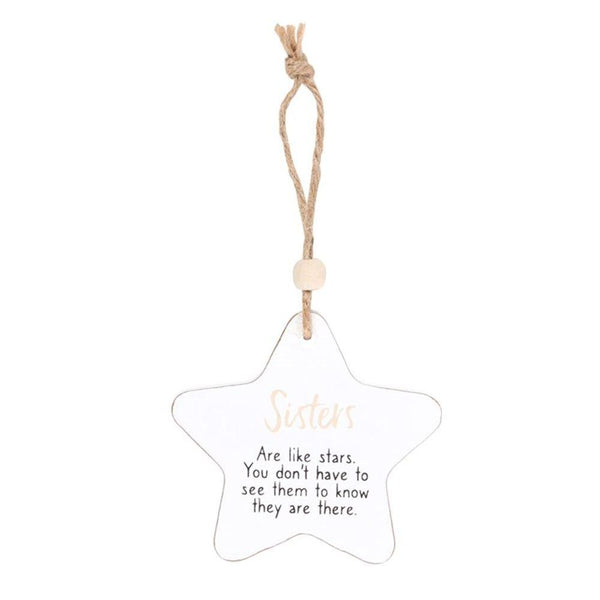 Sisters Hanging Star Sentiment Sign - Home Decor Emporium