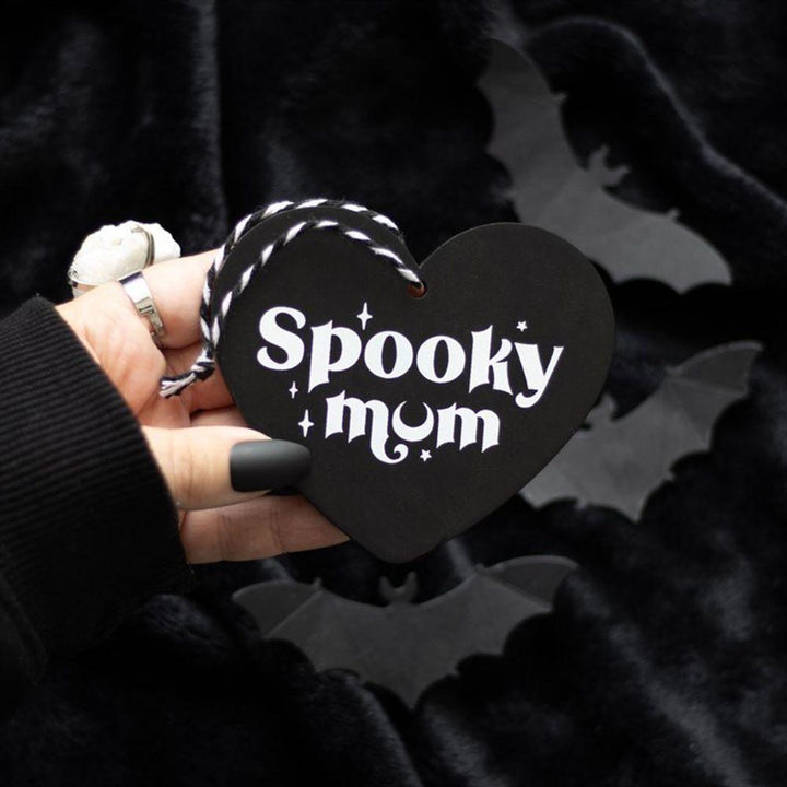 Spooky Mum Hanging Heart Sign - Home Decor Emporium