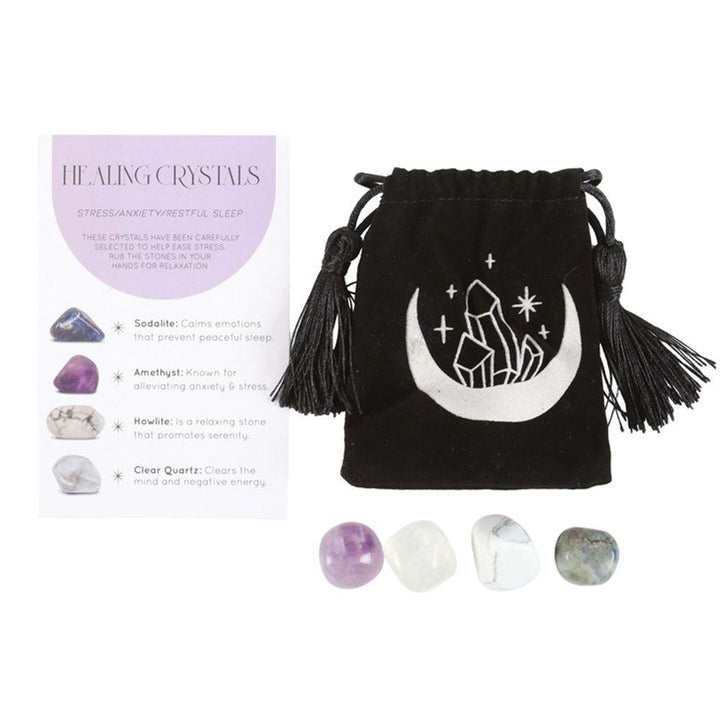 Stress Healing Crystal Set with Moon Trinket Dish - Home Decor Emporium