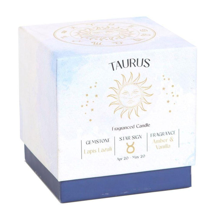 Taurus Amber & Vanilla Gemstone Zodiac Candle - Home Decor Emporium