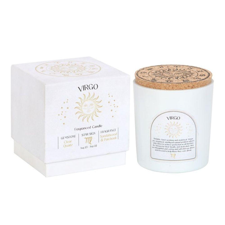 Virgo Sandalwood & Patchouli Gemstone Zodiac Candle - Home Decor Emporium