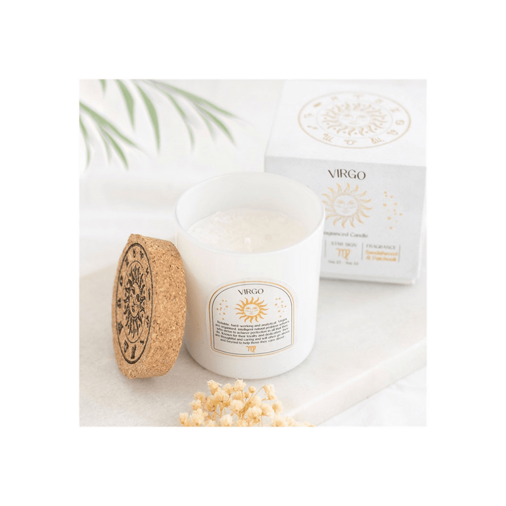 Virgo Sandalwood & Patchouli Gemstone Zodiac Candle - Home Decor Emporium