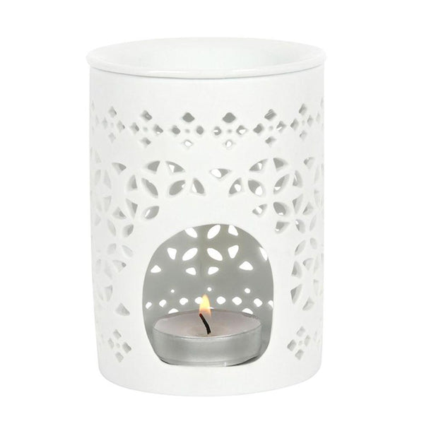 White Matte Cut Out Oil Burner - Home Decor Emporium